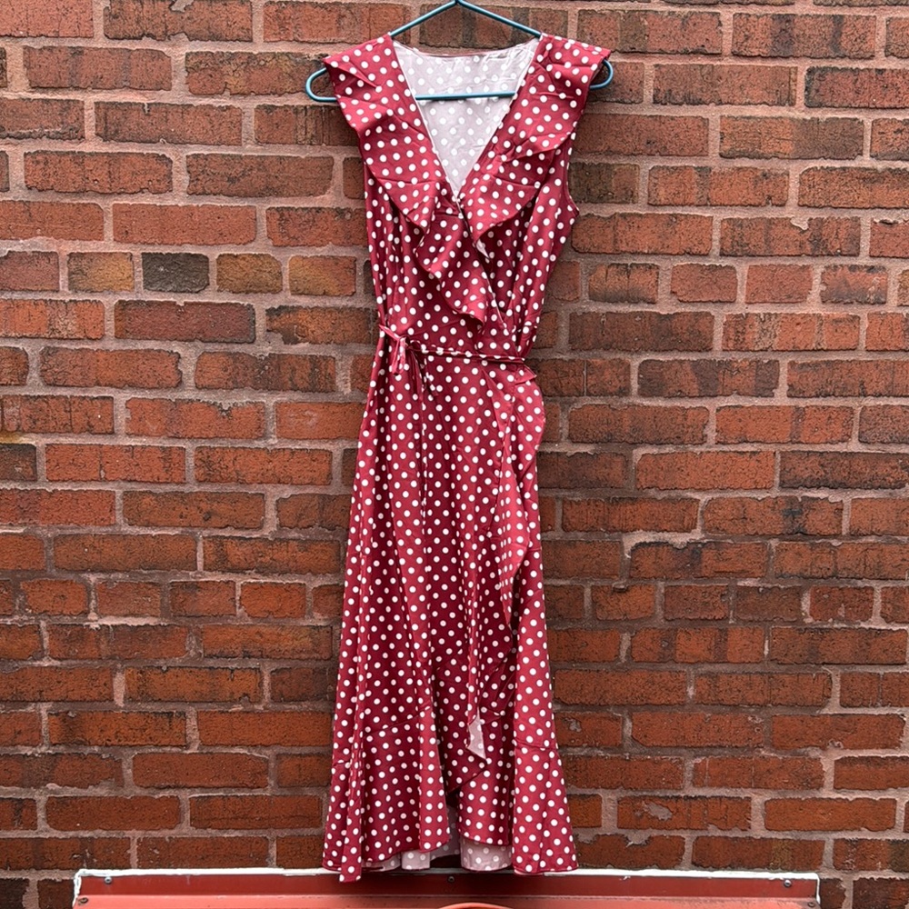 Polka Dot Wrap Dress - Red